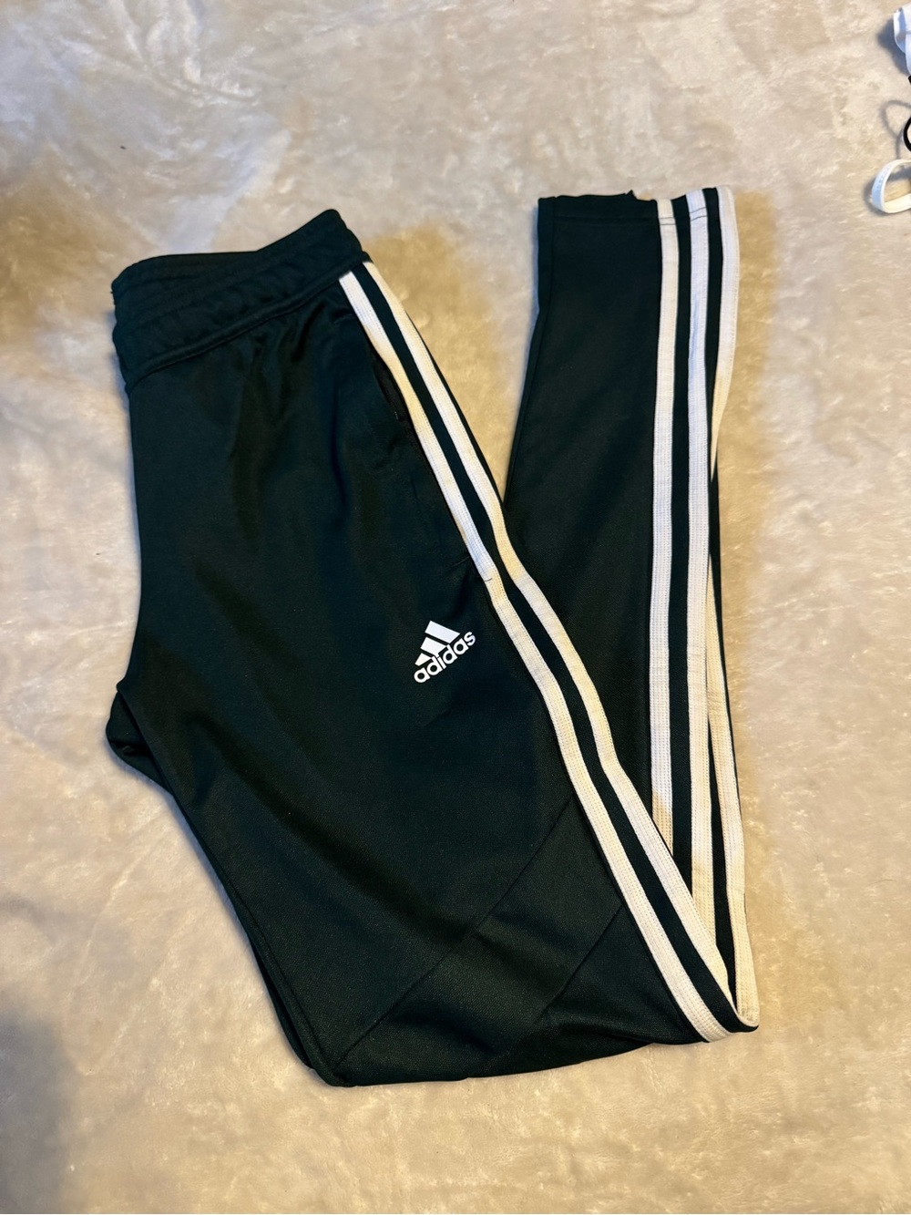 adidas Forest Green Joggers with White Three-Stripes